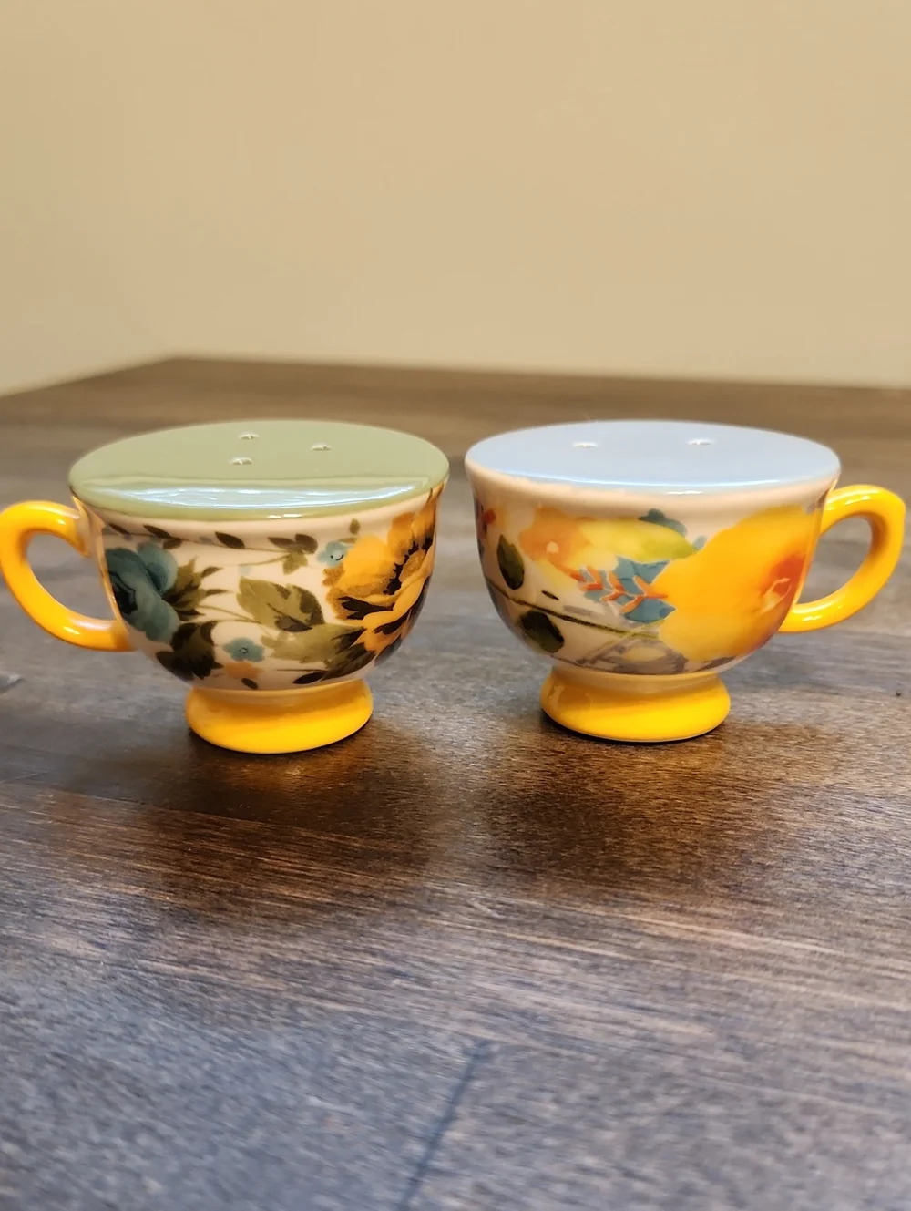 Pioneer Woman Rose Shadow Teacup Salt and Pepper Shakers
